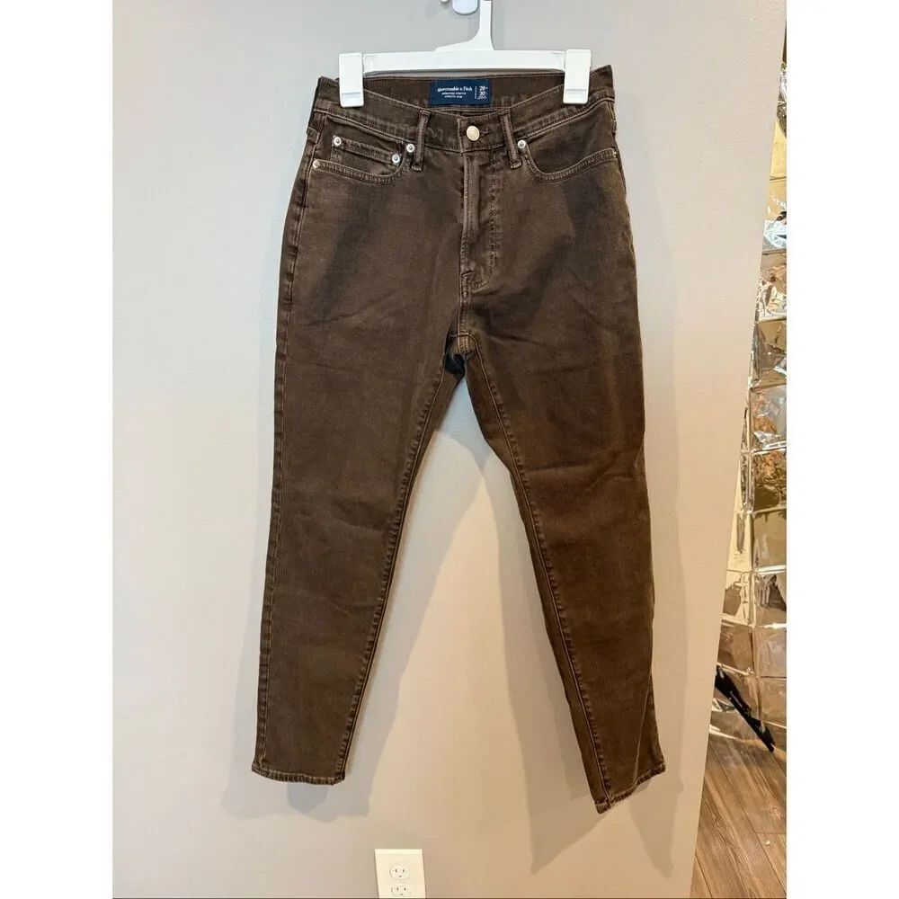 Men’s Abercrombie and Fitch Chocolate Brown Athletic Slim Stretch Denim Jean 28x